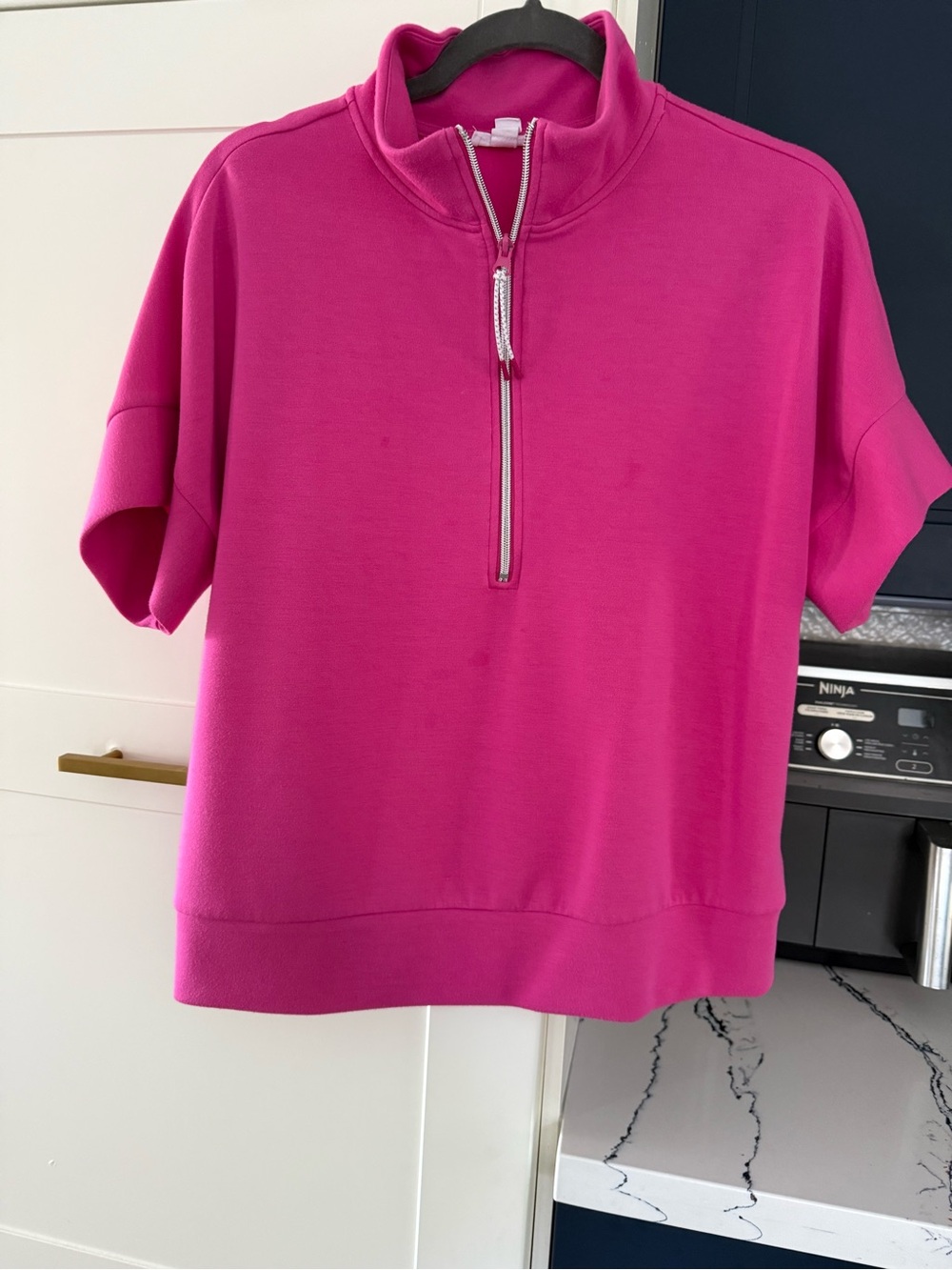 Tribal Hot Pink Short Sleeve Half-Zip Pullover
